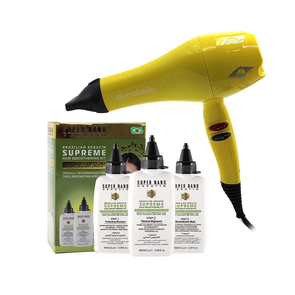 

Hair Straightening Kit - Super Nano Keratin X Nuova Donatella, Yellow orange